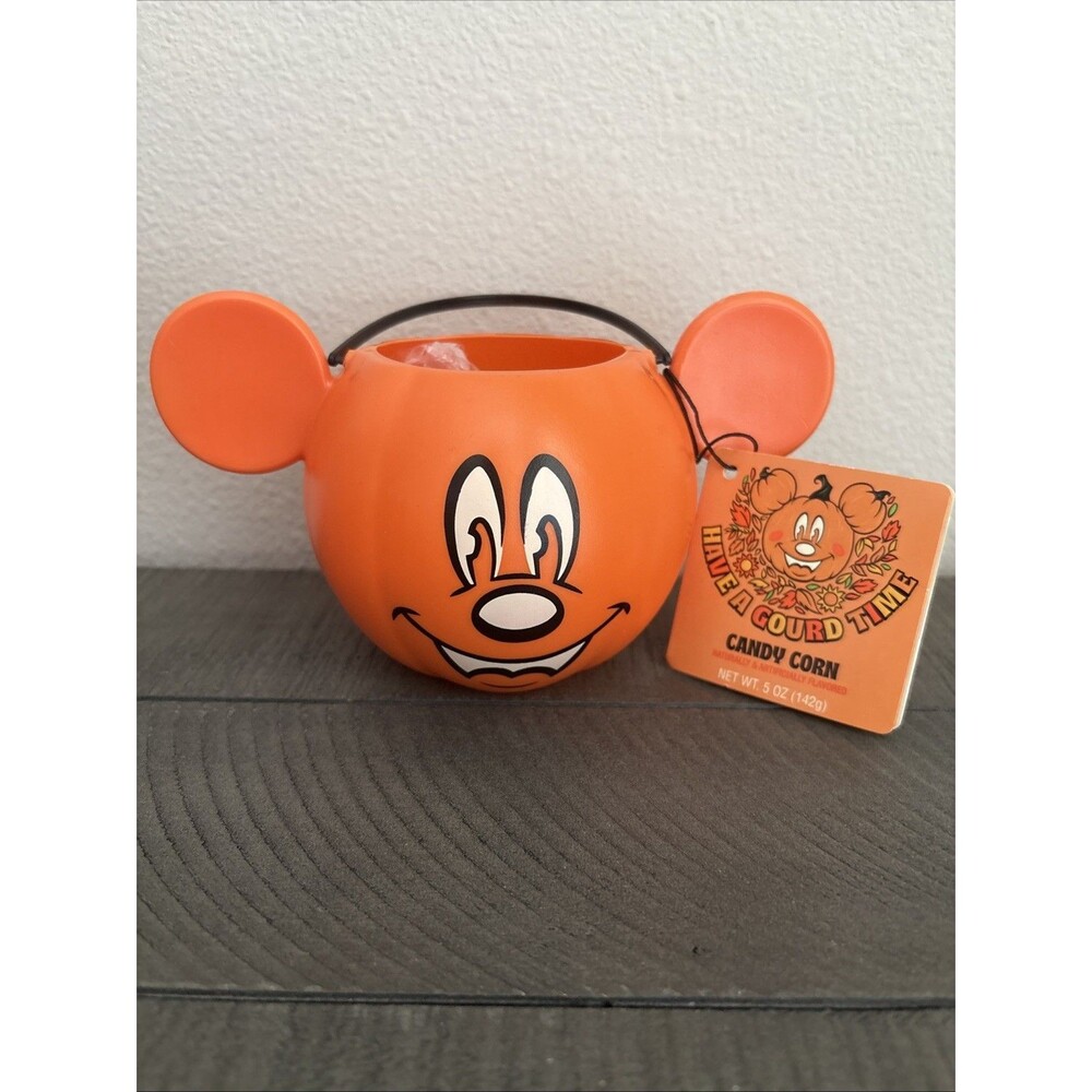 2026 Disney Parks Halloween Mickey Pumpkin Trick Or Treat Candy Bucket W/ Candy